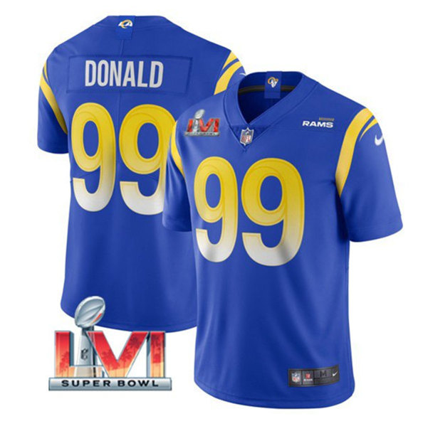 Youth Los Angeles Rams #99 Aaron Donald Royal 2022 Super Bowl LVI Vapor Untouchable Limited Stitched Jersey